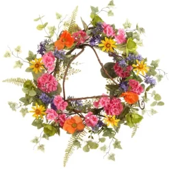 Raz 24" Mixed Geranium Poppy Wreath^ Stocking / Skirt