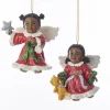 Hot African American Angels Little Angel Set Ornaments, Set Of 2, C7630 Religious