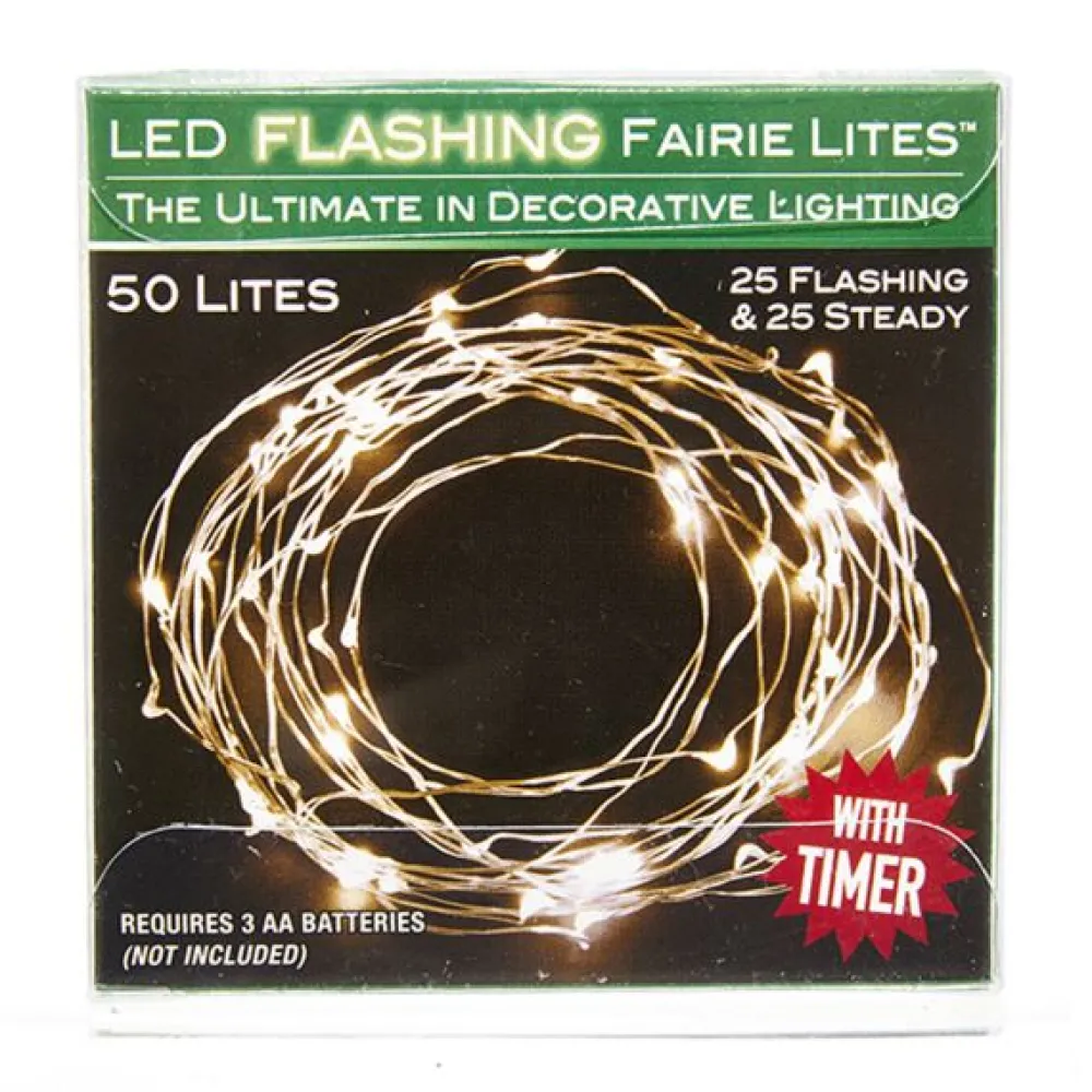 Kurt S Adler Battery-Operated 50-Light Warm White Led Fairy Twinkle Light Set^ Stocking / Skirt