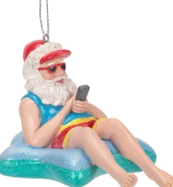 Online Beach Santa In Starfish Float Christmas Ornament, E0467, Kurt Adler Novelty
