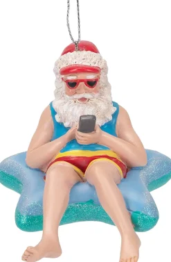 Kurt S Adler Beach Santa In Starfish Float Christmas Ornament, E0467, Kurt Adler^ Stocking / Skirt