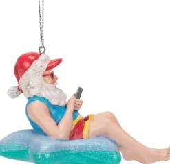 Kurt S Adler Beach Santa In Starfish Float Christmas Ornament, E0467, Kurt Adler^ Stocking / Skirt