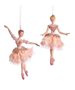 Kurt S Adler Blush Pink Ballerina Ornaments, 2 Assorted, E0534, Kurt Adler^ Stocking / Skirt
