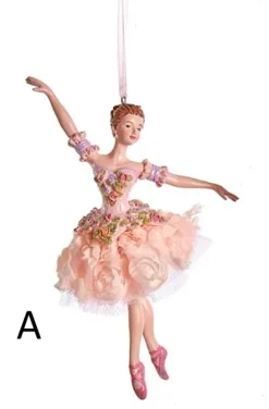 Kurt S Adler Blush Pink Ballerina Ornaments, 2 Assorted, E0534, Kurt Adler^ Stocking / Skirt