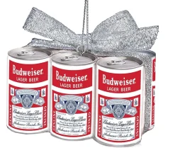 Best Sale Budweiser Vintage Cans With Bow Ornament By Kurt Adler Speciality