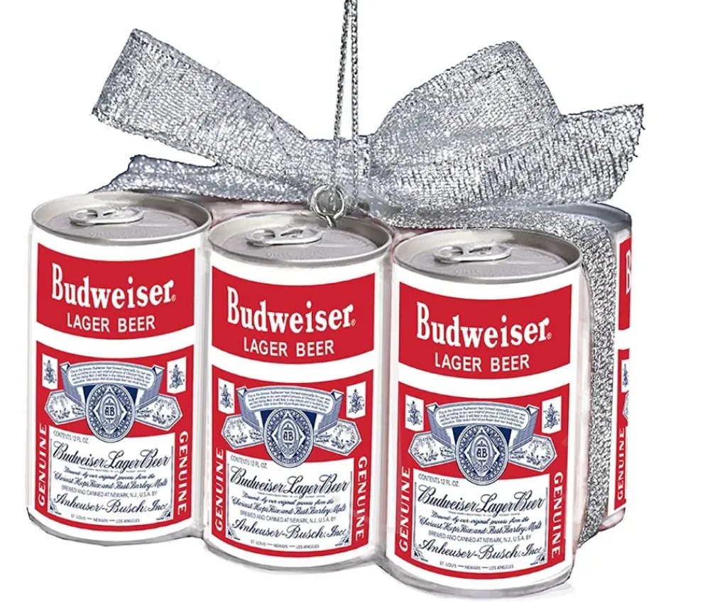 Kurt S Adler Budweiser Vintage Cans With Bow Ornament By Kurt Adler^ Stocking / Skirt