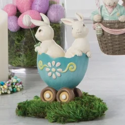 Raz Bunnies In Egg Cart^ Resin