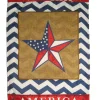 Magnolia Lane Burlap God Bless America Star Double Applique House Flag^ Stocking / Skirt