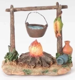 Hot Campfire With Pot 3.75" Led, , 59532 Resin Nativity
