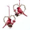 Kurt S Adler Cardinal Birds In Heart Frame Ornaments Set/2, D3892, Kurt Adler^ Stocking / Skirt