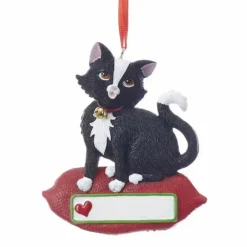 Kurt S Adler Cat On Pillow Ornament, A1840, Kurt Adler^ Stocking / Skirt