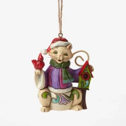Enesco Cat With Birdhouse Mini Ornament^ Resin