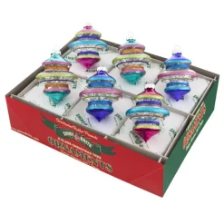 Shiny Brite Christmas Brites 3.25" 6 Count Clear Shapes With Tinsel^ Stocking / Skirt