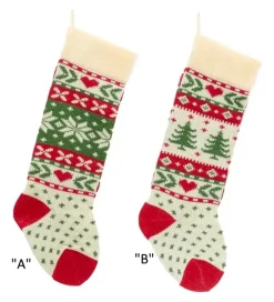 Kurt S Adler Christmas Tree And Snowflake Knitted Stockings, B0673, Kurt Adler^ Stocking / Skirt