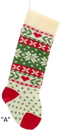 Kurt S Adler Christmas Tree And Snowflake Knitted Stockings, B0673, Kurt Adler^ Stocking / Skirt