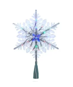 Kurt S Adler Clear Snowflake With 20 Rgb Led Lights Treetop 9", Ad2808^ Stocking / Skirt