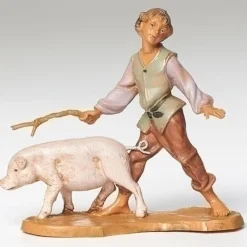 Fontanini Clement Boy With Pig 5", , 54088^ Resin