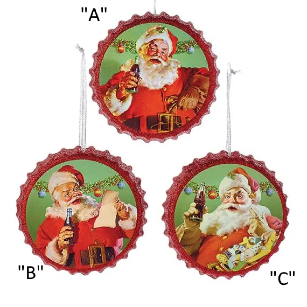 Kurt S Adler Coca-Cola® Santa Bottle Cap Ornaments^ Santas
