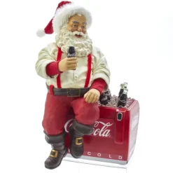 Kurt S Adler Coca-Cola® Santa Sitting On Cooler Table Piece, Cc5191^ Resin