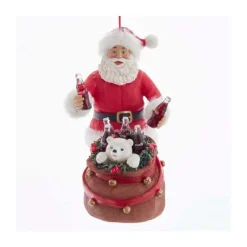 Kurt S Adler Coke Santa With Polar Bear In Sack, Cc9202, Kurt Adler^ Clothtique/Fabriche Santas