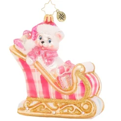 Christopher Radko Cr, A Beary Good Girl Sleigh, 1020395, ^ Blown Glass