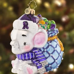 Christopher Radko Cr, An Elephant Never Forgets!, 1021597, Radko. Alzheimer's Awareness^ Blown Glass