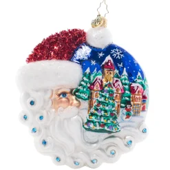 Christopher Radko Cr, Christmas Village Santa, 1021562, Radko^ Blown Glass