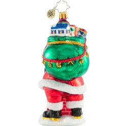 Christopher Radko Cr, Down The Chimney He Goes!, 1020619, ^ Blown Glass