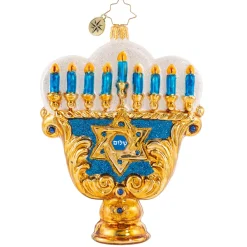 Christopher Radko Cr, Eight Nights Of Light Menorah, 1020517, ^ Blown Glass