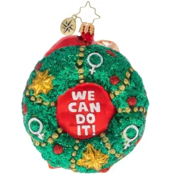 Christopher Radko Cr, Fight For Women's Rights Wreath, 1020347, ^ Blown Glass