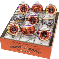 Christopher Radko Cr, Halloween 9 Count 2.5" Decorated Rounds With Reflectors, 4028051, Radko^ Stocking / Skirt