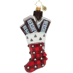 Christopher Radko Cr, Hershey's Kisses Stocking, 1020075, ^ Blown Glass
