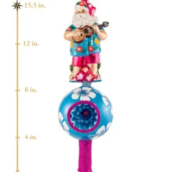 Christopher Radko Cr, Island Time Finial Topper, 1020821, ^ Blown Glass