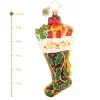 Christopher Radko Cr, Jolly For Holly Stocking, 1020572, ^ Blown Glass