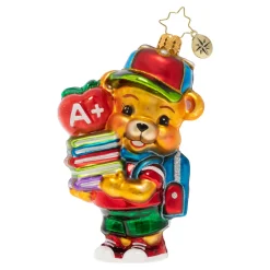 Christopher Radko Cr, Love To Learn Teddy, 1020346, ^ Blown Glass