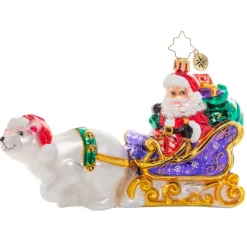 Christopher Radko Cr, Polar Bear Powered, 1021117, ^ Blown Glass