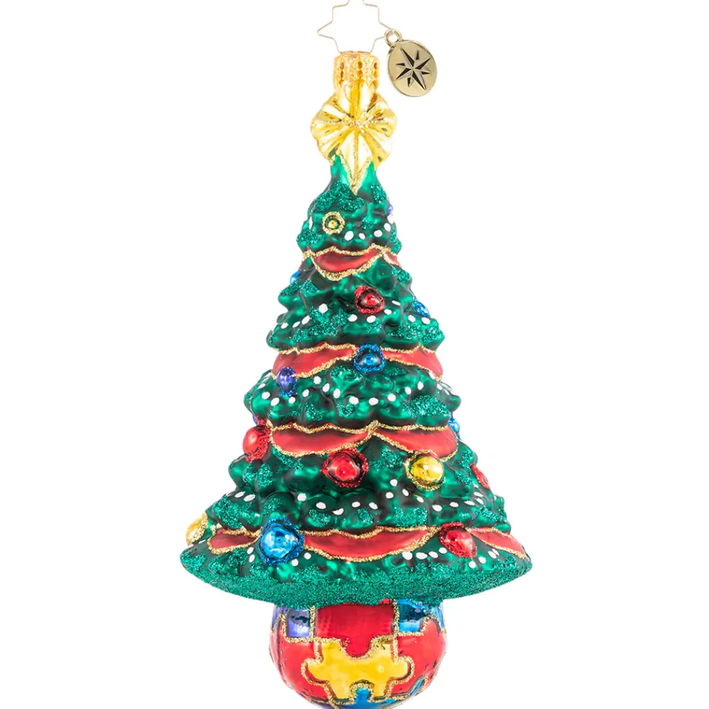 Christopher Radko Cr, Puzzle Pieces Pine, 1020831, ^ Blown Glass