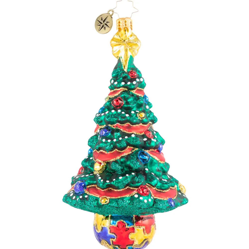 Christopher Radko Cr, Puzzle Pieces Pine, 1020831, ^ Blown Glass