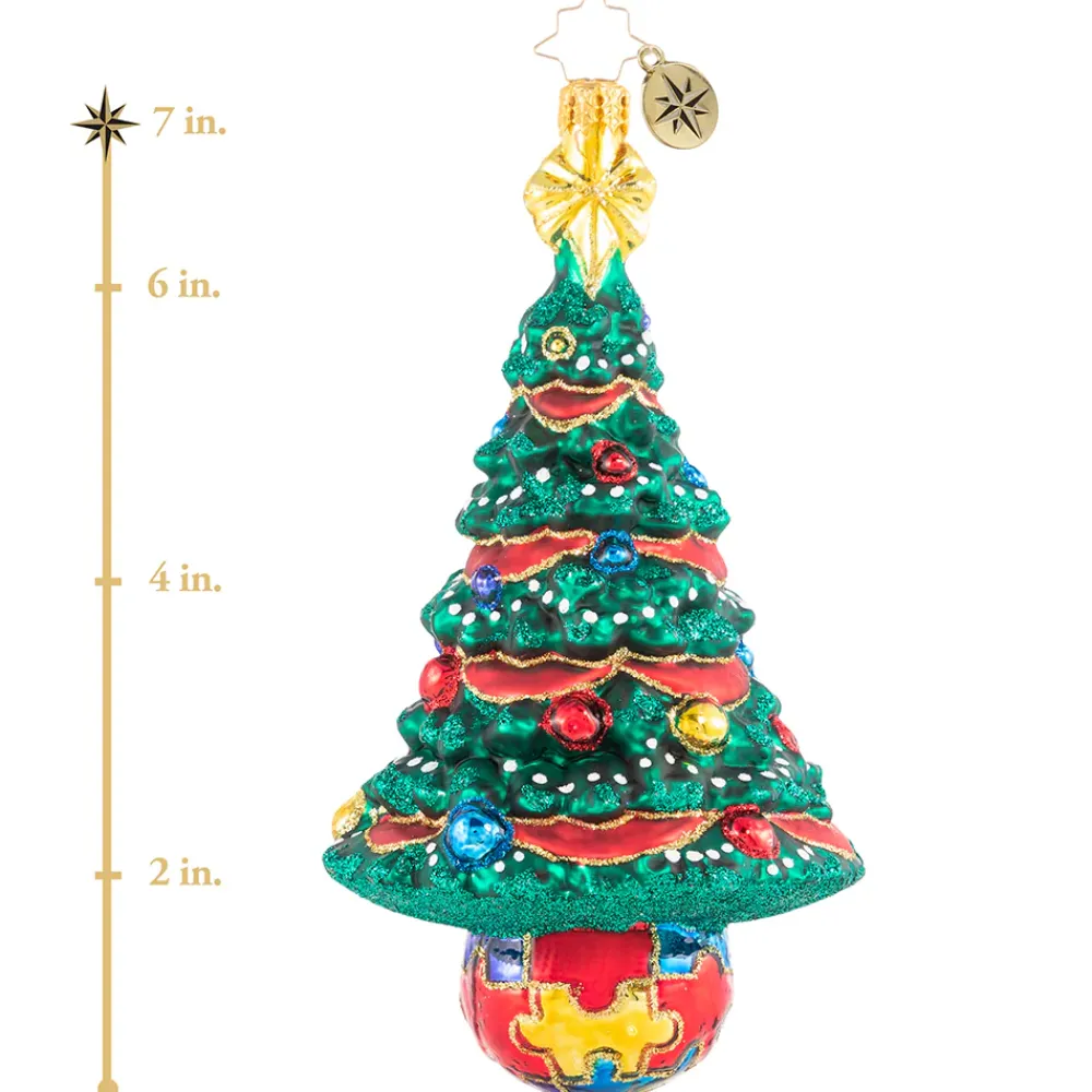 Christopher Radko Cr, Puzzle Pieces Pine, 1020831, ^ Blown Glass