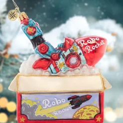Christopher Radko Cr, Robo Rocket Rides Again, 1021601, Radko^ Blown Glass