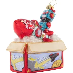 Christopher Radko Cr, Robo Rocket Rides Again, 1021601, Radko^ Blown Glass