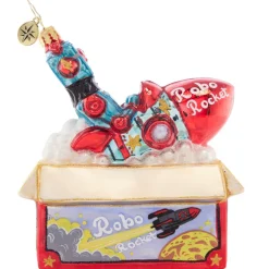 Christopher Radko Cr, Robo Rocket Rides Again, 1021601, Radko^ Blown Glass