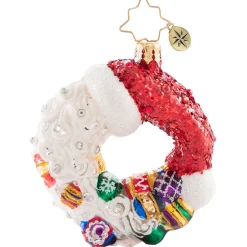 Christopher Radko Cr, Santa Comes Full Circle Wreath, Gem, 1020635, ^ Glass