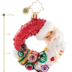 Christopher Radko Cr, Santa Comes Full Circle Wreath, Gem, 1020635, ^ Glass