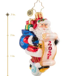 Christopher Radko Cr, Santa Saves The Date 2021, Gem, 1020637, ^ Glass