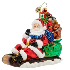 Christopher Radko Cr, Timely Toboggan Delivery!, 1020300, ^ Santas
