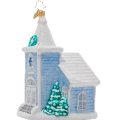 Christopher Radko Cr, White Christmas Chapel, 1021021, Radko^ Glass