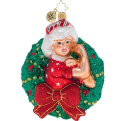 Christopher Radko Cr, Women Power Mrs. Claus Wreath, 1020046, ^ Blown Glass