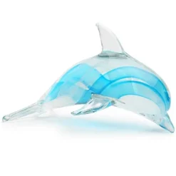 Dynasty Glass Dolphin - Aqua Glow^ Glass