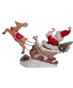Kurt S Adler Fabriche™ Santa Sitting In Gingerbread Sleigh, Fa0148, Kurt Adler^ Clothtique/Fabriche Santas